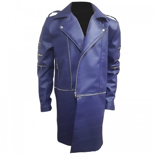Adam Lambert Purple Leather Coat